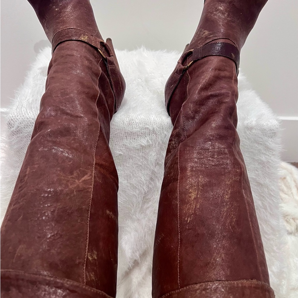 Brown Leather Knee High Boots - Picture 11 of 16